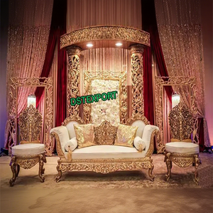 Decorazione per Palco Matrimoniale Indù Maharani, Pannelli con Cornici in Fibra Dorata di Lusso per Allestimento Palcoscenico - Product Image 1