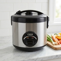 Autocuiseur Électrique Automatique en Acier Inoxydable 1,2 L avec Cuve Antiadhésive, Tasse à Mesurer et Spatule – Appareil Électroménager