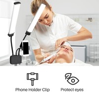 Lampe de beauté LED à double bras flexible à luminosité réglable, avec pince pour téléphone, pour photographie