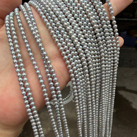 Perles d'eau douce grises presque rondes de 3,5-4 mm pour collier DIY, perles pour bébé, environ 105 pièces de 39 cm de longueur