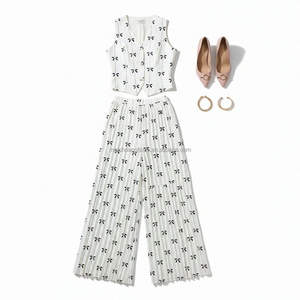 Conjunto de Traje de Dos Piezas Ligero Personalizado para Mujer, Pantalón con Estampado de Lazo Negro, Traje para Dama - Product Image 5