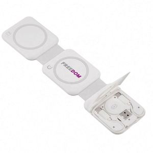 แท่นชาร์จไร้สายแบบพกพา 3-in-1 พับได้ แม่เหล็ก ชาร์จเร็ว ลายพิมพ์ UV - Product Image 1