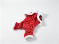 Combinaison de Noël pour animaux de compagnie, vente en gros d'usine, costume de Père Noël en peluche à carreaux rouges avec col en fourrure pour petits chiens et chats