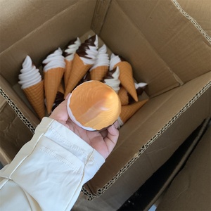 22cm Double Soft Serve Lce Cream Model Simulation Waffle Cone Chocolate Vanilla Faux Food Bracket Cart Display <b>Party</b> Supplies - Product Image 5