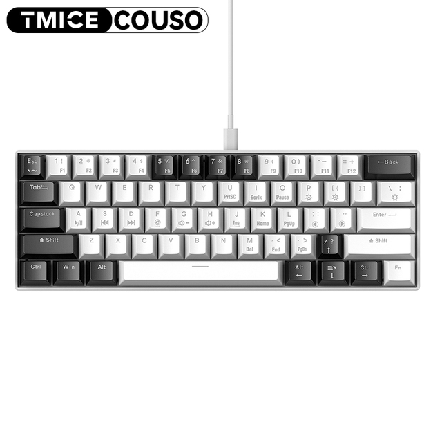 61 Keys Anti-Ghosting LED Backlight Ultra-Compact Portable Mini Wired Gaming Mechanical Keyboard with Blue Switch for Gamers