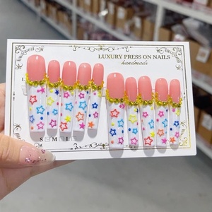Ms.Miemie 10 <span class=keywords><strong>Uñas</strong></span> Postizas Hechas a Mano de Alta Gama, Blancas, Cuadradas, Largas, con Diseño de Ojo de Gato, Danza del <span class=keywords><strong>León</strong></span> y Lazo, para Aplicación en Dedos, <span class=keywords><strong>Uñas</strong></span> al por Mayor - Product Image 1