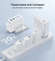 Chargeur rapide magnétique GaN HNT 140W 2A2C PD, adaptateur secteur universel, coque ignifuge ABS+PC, vente chaude pour ordinateur portable et téléphone