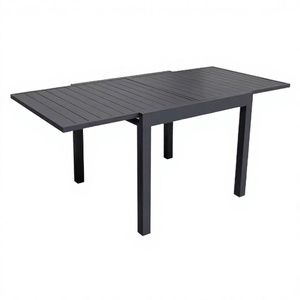 Table à manger extensible pliable en aluminium métallique gris moderne pour 4 à 6 personnes, 90/180x90 cm, rectangulaire - Meubles d'extérieur - Product Image 2