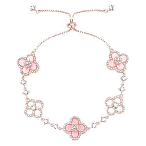 Bracciale di fascia alta Super squisito per le donne rosa quadrifoglio scintillante oro rosa braccialetti a maglie a catena alla moda