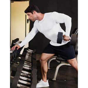 T-shirt à manches longues pour homme FOXA, côtelé uni, anti-plis, respirant, séchage rapide, en coton et élasthanne, idéal pour la gym et les tenues décontractées - Product Image 3