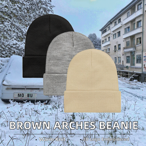 หมวกบีนนี่ปักโลโก้ Brown Arches แบบ 3 มิติ ผ้าถักนุ่ม อุ่นสบายสำหรับฤดูหนาว เหมาะสำหรับผู้ชาย ผู้หญิง สวมใส่ได้ทุกเพศ สไตล์สตรีทแวร์ ชายหาด ทำจากอะคริลิก 100% สำหรับแฟนคลับฮิปฮอป - Product Image 2