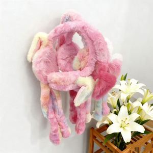Couvre-oreilles en peluche personnalisés à oreilles de lapin colorées et chaudes pour le froid, avec coussin d'air, disponibles avec ou sans lumières - Product Image 4
