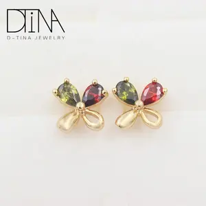 DTINA Plating 18k golden stud earrings fashion girl gemstone small stud earrings jewelry display