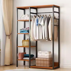 Home Simple Wardrobe Floor Standing <b>Clothes</b> and Hats <b>Storage</b> Rack Open Combination Clothing <b>Storage</b> Cabinet Multifunctional - Product Image 4