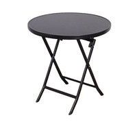 Petite table de salle à manger pliante en verre trempé pour l'extérieur Petite table ronde pour balcon Table de magasin de thé au lait