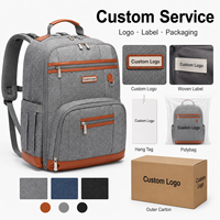Sac à dos à couches personnalisé en polyester avec fermeture éclair, grande capacité, résistant à l'eau, sac de voyage pour bébé, organisateur avec sangles de poussette