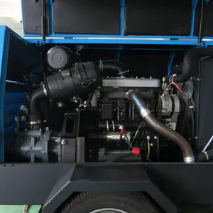 185 Cfm 7bar 바퀴를 가진 휴대용 디젤 엔진 나사 공기 압축기