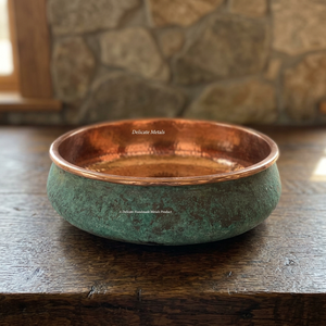 Delicate Metals Grünes Verdigris Kupfer Rundwaschbecken DS-193 Patina Antik-Kupfer-Finish Langlebiges Luxus-Waschbecken für Zuhause 40CM Aufsatzwaschbecken - Product Image 2