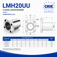 LMH20UU 椭圆形法兰直线滚珠轴承 20x32x42mm LMH10UU LMH16UU 双面橡胶密封直线滑套