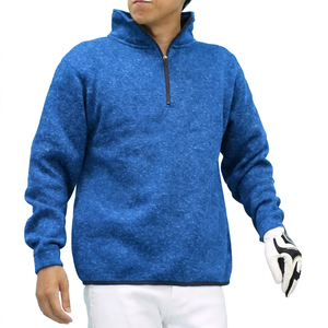 เสื้อสเวตเชิ้ตผู้ชายสีเขียวอมฟ้าแบบซิป ¼  คอตั้ง ทรงปกติ ผ้าฟลีซ ระบายอากาศได้ดี สวมใส่สบาย เหมาะสำหรับฤดูใบไม้ร่วง - Product Image 3