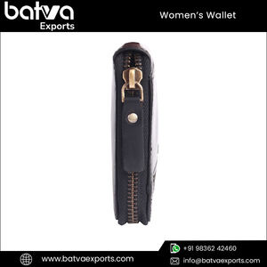 Portefeuille élégant bloquant la RFID pour femmes de grande capacité Gamme exclusive en cuir véritable pleine fleur avec doublure en coton Design long - Product Image 3