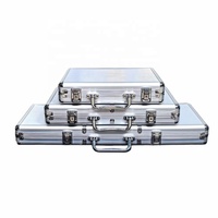 Boîte de rangement pour jetons de poker en aluminium, capacité 200, 300, 500, avec fermoir chromé, vente en gros, OEM, personnalisable