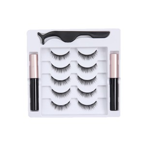 Bestseller : 5 paires de <span class=keywords><strong>faux</strong></span> <span class=keywords><strong>cils</strong></span> magnétiques en fibre de polyester, style naturel, avec 2 stylos eye-liner magnétiques - Product Image 3