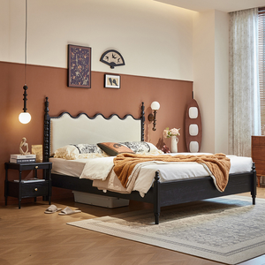 Rắn gỗ Nữ Hoàng giường đặt sang trọng cổ GỖ NỘI THẤT PHÒNG NGỦ mạnh mẽ cũ phong cách Châu Âu trồng giường đôi đầy đủ giường gỗ - Product Image 3