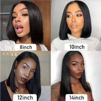Vente de gros Perruques Bob lisses pas cher Perruques en dentelle naturelles courtes hd Perruques en cheveux humains indiens vierges à lacet frontal transparent coupe lutin
