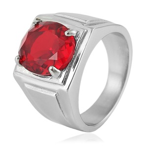 yunnique Men's <b>Titanium</b> Steel <b>Ring</b> Prong Setting Clear Gemstone Wedding Band Gift Jewelry - Product Image 3