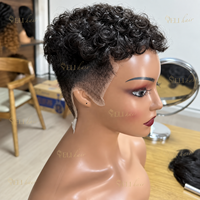 Perruque Pixie Cut en cheveux humains naturels, sans colle, prête à porter, en stock, expédiée directement de l'usine