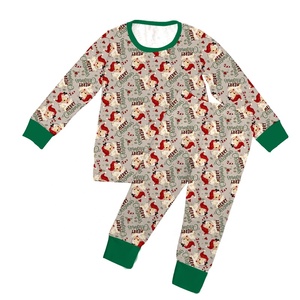 Conjunto de Pijamas de Seda de Leche Lavables con Estampado Personalizado de 2 Piezas para Niños, Estilo Familiar Navideño, Venta al por Mayor - Product Image 2