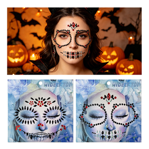 Offre Spéciale : Autocollants <span class=keywords><strong>de</strong></span> Maquillage Temporaire pour le Visage, Strass et Pierres pour le Visage, pour Cosplay, Halloween, Jour des Morts, Motifs Crâne - Product Image 1