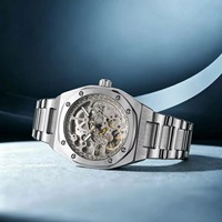 FORSINING FSG8315M4 Nouvelle Montre Mécanique Squelette Royal de Luxe pour Hommes avec Bracelet en Acier, Aiguilles Lumineuses, Automatique