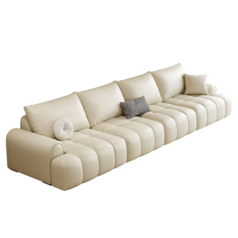 Electric function leather sofa bed living room size unit Italian style extremely simple modern electric straight sofa dual use
