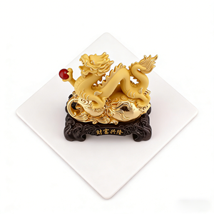 รูปปั้นมังกรจีนทำจากเรซิ่น งานศิลปะเพ้นท์มือ สำหรับตกแต่งบ้านภายใน - Product Image 6