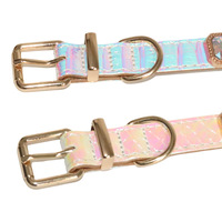 Collier pour animaux de compagnie en strass brillants pour chiens de petite, moyenne et grande taille, accessoires pour animaux de compagnie, collier pour chien en cuir PU coloré