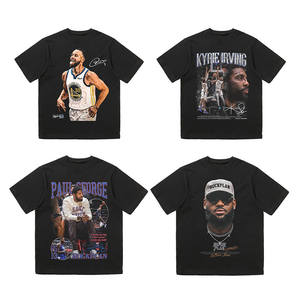 [Colección Star] HKGN Camiseta Vintage Americana de Manga Corta y Corte Holgado, Rose Paul George Curry MJ Irving Three Balls, Algodón Puro - Product Image 1