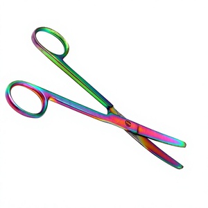 DADDY D PRO 5,5 \ "Tijeras de operación de acero inoxidable curvadas Profesional Multi Color de titanio Arco Iris Manual quirúrgico romo - Product Image 1