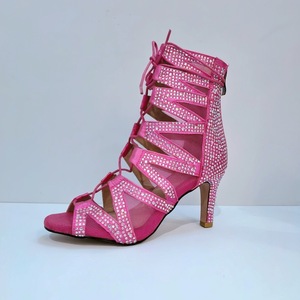 Botas de Jazz Latino Doradas para Mujer de 7cm/9.5cm/11cm, Brillantes, Transpirables, de Malla, con Tacón Alto, para Baile de <span class=keywords><strong>Bachata</strong></span>, Salsa y Salón - Product Image 4