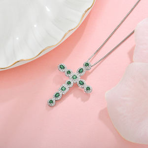 Collana collana donna ciondolo in argento 925 Sterling vendita a caldo collana croce geometrica irregolare zircone uomo donna collana - Product Image 3