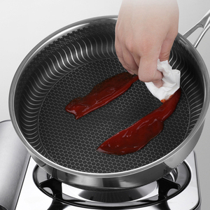 กระทะสเตนเลส 316 เกรดอาหาร ไม่ติดกระทะ แบบไฮบริด ลายรังผึ้ง พร้อมฝาปิด - Product Image 3