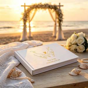 Livre d'or, livre de messages personnalisé avec nom et date, livre d'or à couverture rigide format paysage pour réception de mariage - Product Image 1