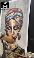 Usine Homedecor vente en gros à la main huile acrylique peinture mur Art Figure cadre personnalisé toile Texture photo Portrait peinture