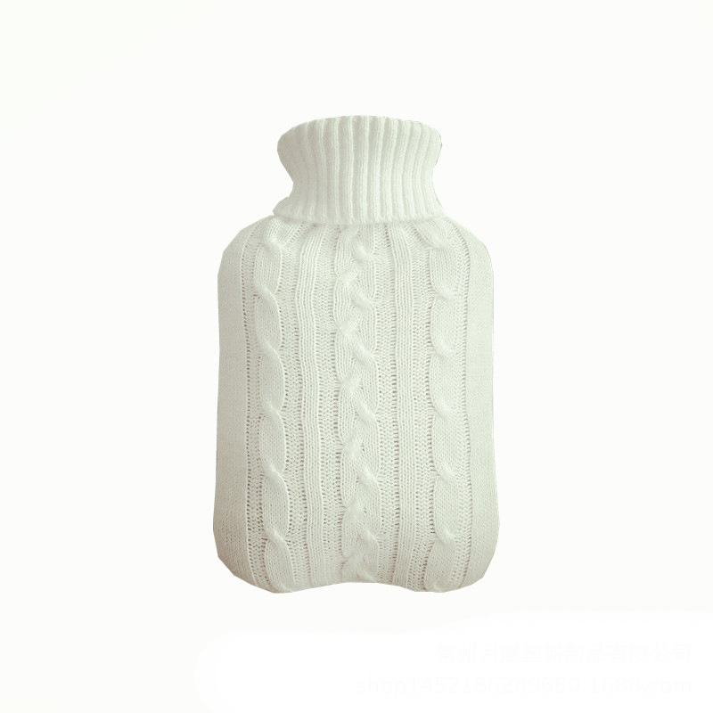 Housse en tissu tricoté blanc pour bouillotte en PVC