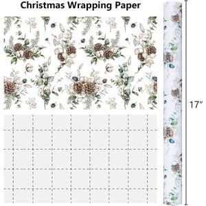 MAYPLUSS Christmas Wrapping Paper 17 In X 33 Ft Watercolor Pinecone Design Eco-Friendly Gift <b>Wrap</b> Craft Paper - Product Image 4