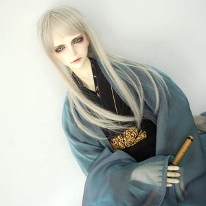 Antiguo estilo hermoso hombre largo <span class=keywords><strong>cabello</strong></span> gris plata sintético pelucas adecuado <span class=keywords><strong>para</strong></span> 1/3BJD muñeca circunferencia de la cabeza es de unos 23 cm - Product Image 3
