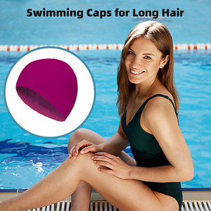 Accessoires de natation adultes hommes/femmes haute élastique imperméable PU <span class=keywords><strong>tissu</strong></span> protéger les oreilles cheveux longs sport natation <span class=keywords><strong>piscine</strong></span> chapeau <span class=keywords><strong>bonnet</strong></span> de bain - Product Image 2