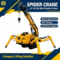 Grue araignée à stabilisateurs adaptatifs hydrauliques certifiée CE ISO, capacité de levage de 1 à 16 tonnes, hauteur de levage de 25 m, pour équipement de toiture et de sous-sol