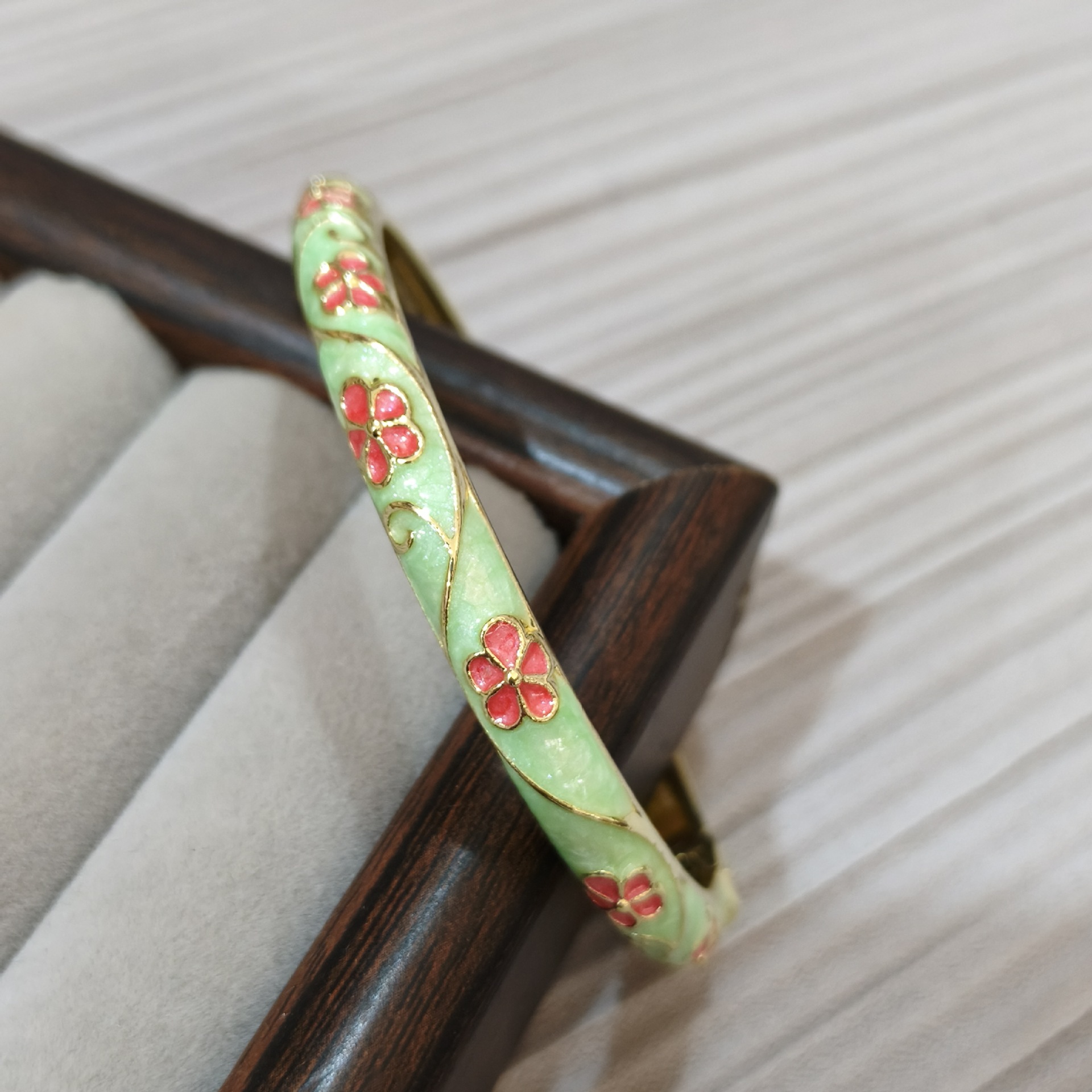 Light green with red flowers